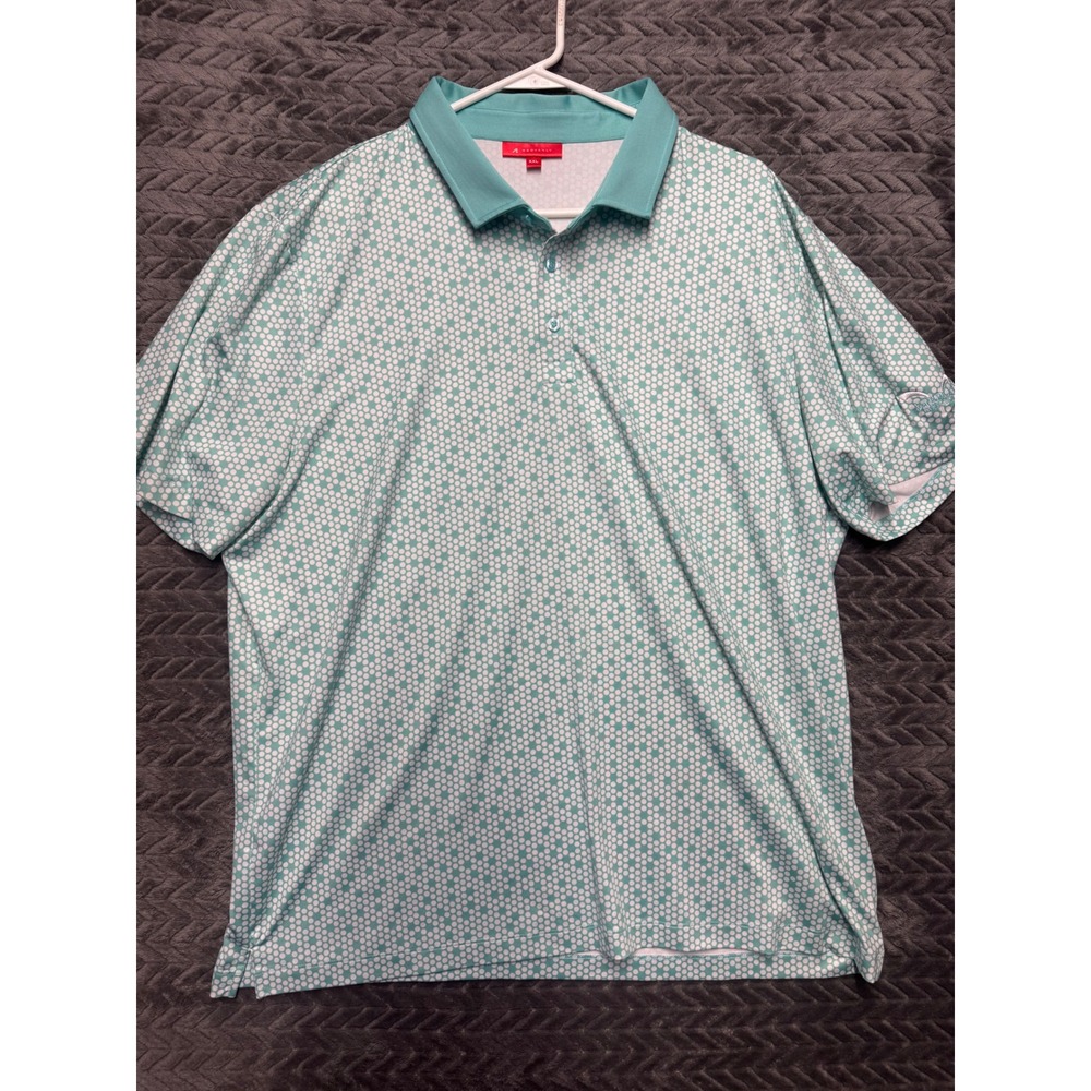 Redvanly XXL Teal White Geometric Dot Golf Polo Shirt Vardon Golf Club (1534)
